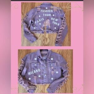 Fashion jean purple pink jacket